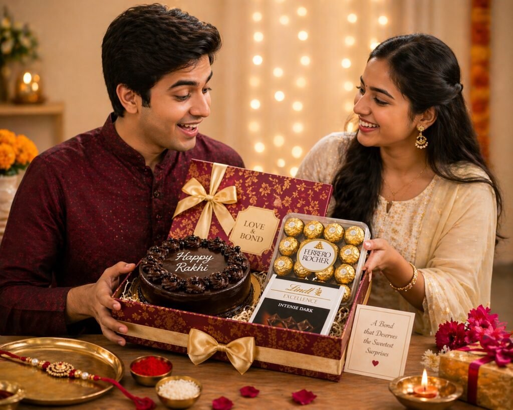 chocolate cake rakhi hamper brother sister gift